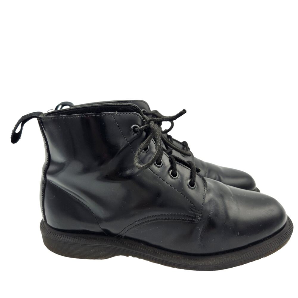 Dr Martens Emmeline Black Smooth Leather Lace-Up Ankle Boot US 8 Polished Womens
